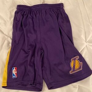 Youth large Lakers basketball shorts.